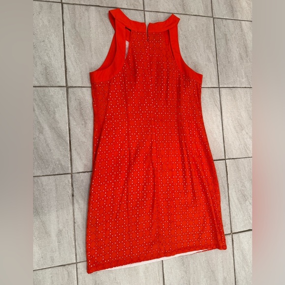Muse Women's Eyelet Halter Dress Vibrant Orange/size 10 - Picture 10 of 12